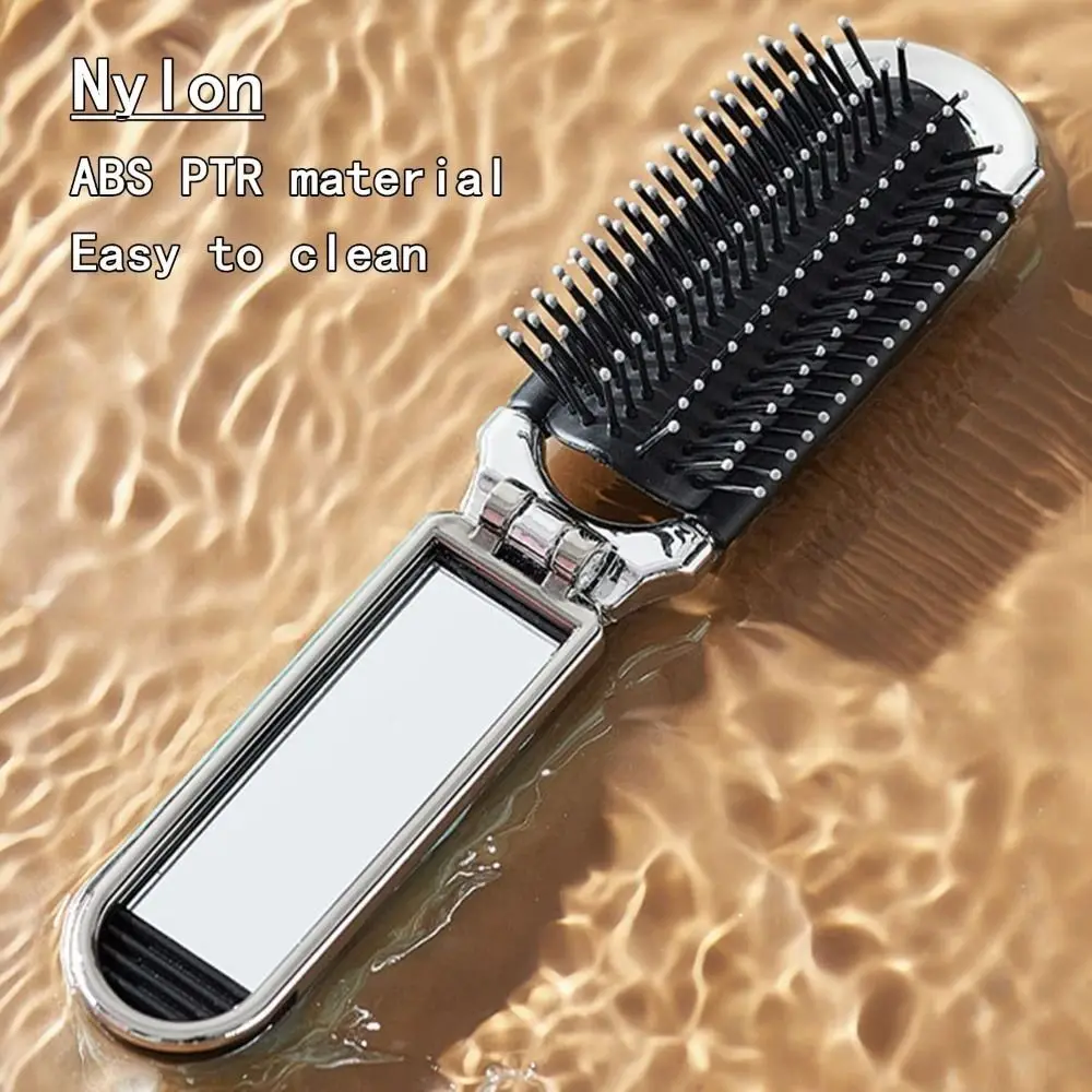 

Scalp Massage Pocket Hair Brush Compact Portable Hair Comb With Mirror Foldable Cute Air Cushion Comb Women And Men