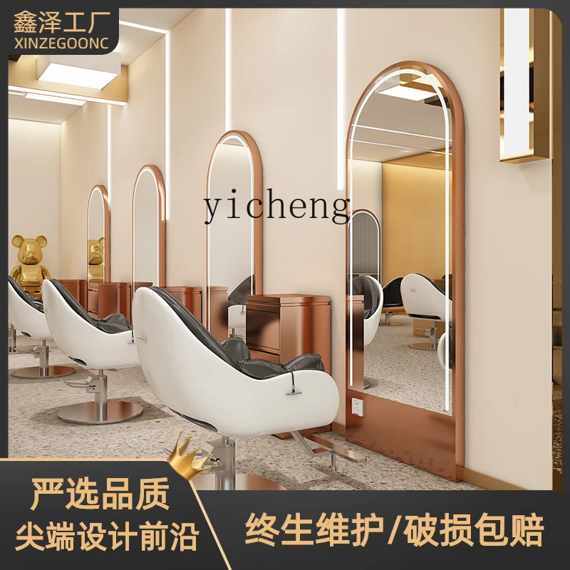 XL barber shop mirror table hair salon special wall hanging with light wall hanging semi-circular mirror