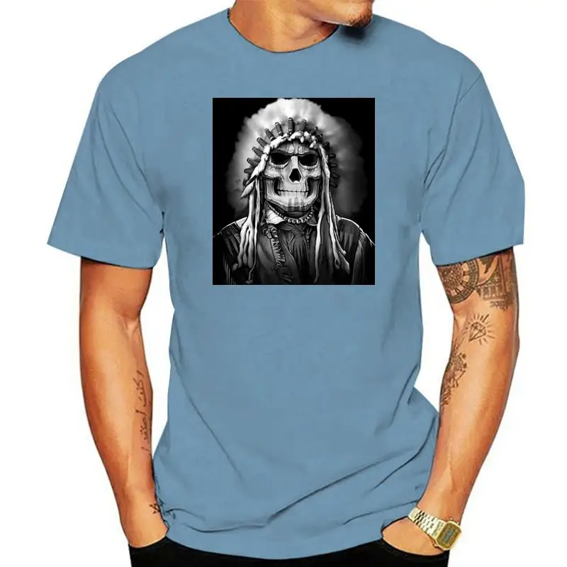 Navajo Indian Chief Skull Freedom Land USA Settlers Territory T-shirt