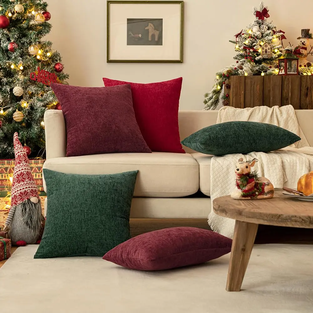 Orange Geometric Pattern Cushion Covers Polyester Pillowcase for Sofa, Bedroom, Living Room 45x45CM Christmas Decorative Pillows - view 6