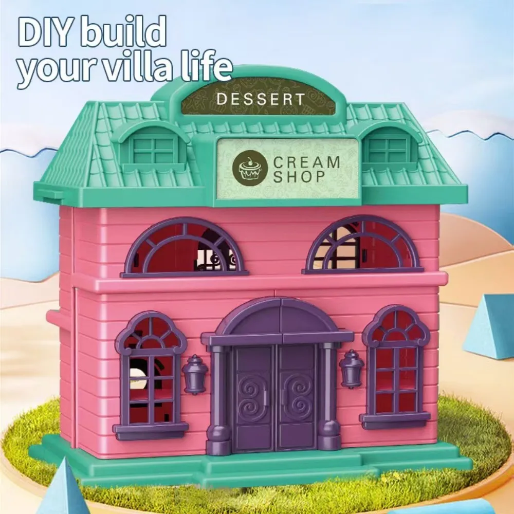 2in1 Simulatie Dessert Koken Villa Huisdier Schoonheid Huis Set Hond Animael DIY Poppenhuis Keuken Voedsel Decor Model Kinderspeelgoed