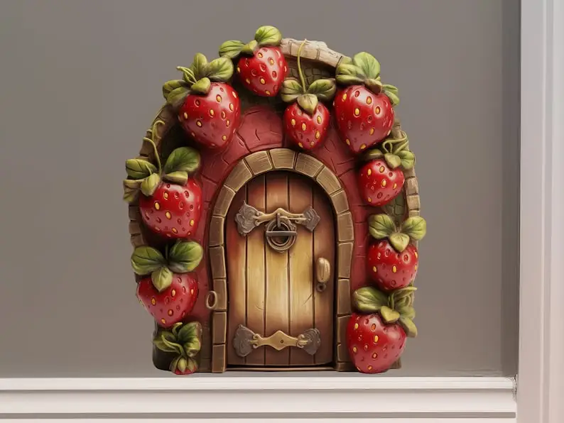 

Strawberry Fruit Garden House Kitchen Decor - Fairy Door 3D Wall Sticker