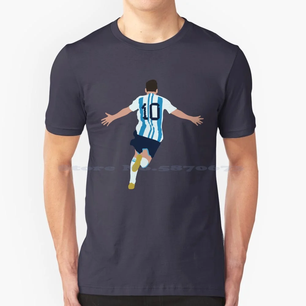 Lionel Minimalist Illustration T Shirt 100% Cotton Tee Cdm Wc Leo Cup Football Soccer Argentina Flag World Paris Winner Lionel