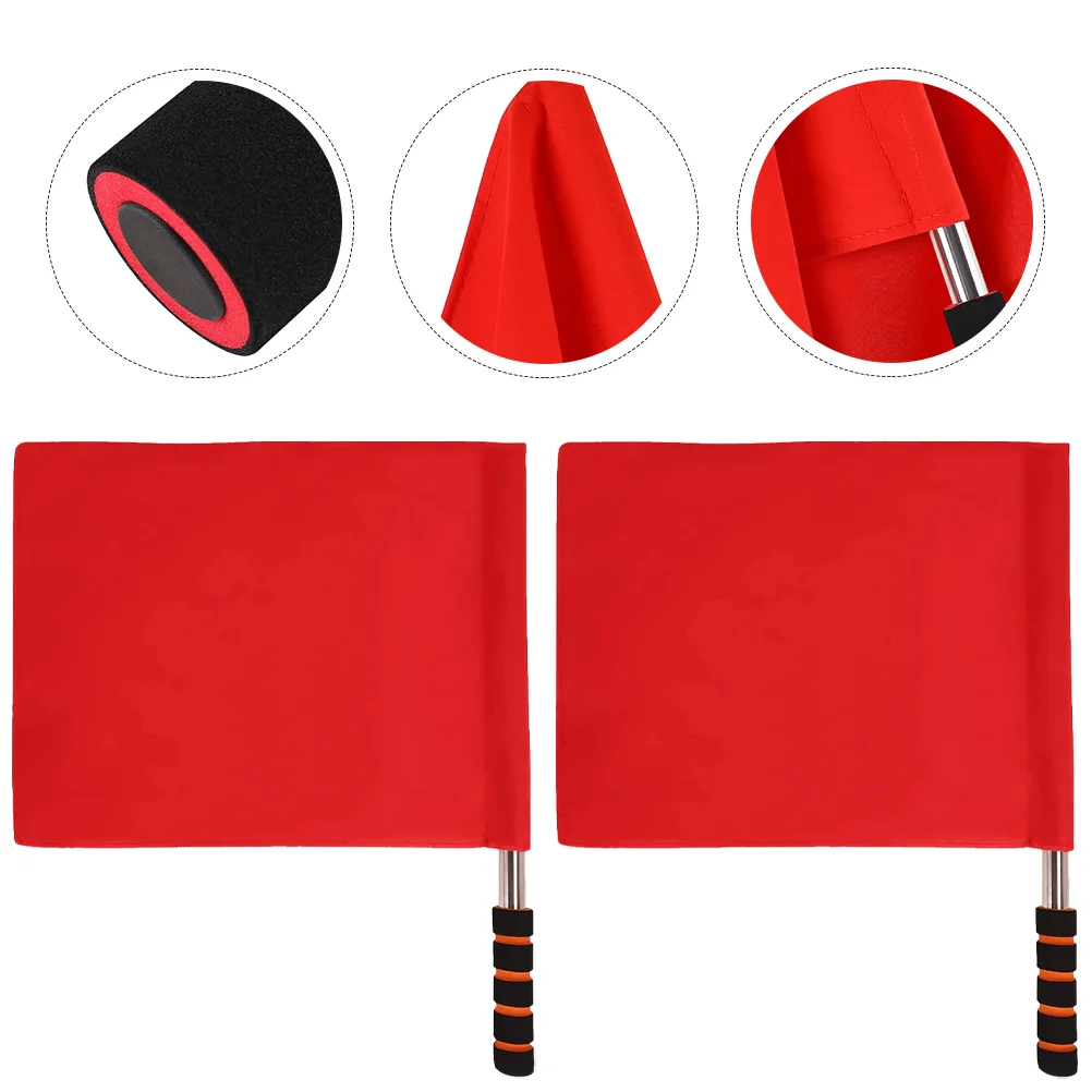 3 Pcs Referee Flag Sports Equipment Game Signal Hand Flags Waving Match Safety Racing Red Soccer