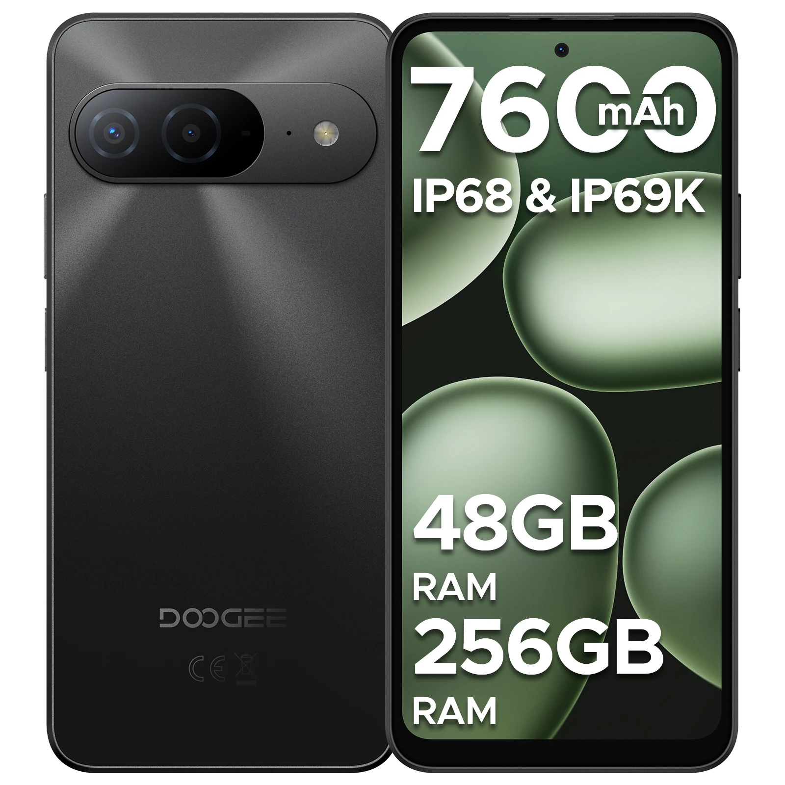 DOOGEE B10 Smartphone Android 16 48GB+256GB IP68 6,63” FHD 120Hz Display Helio G100 7600mAh Grote batterij 64MP Camera Mobiele telefoon