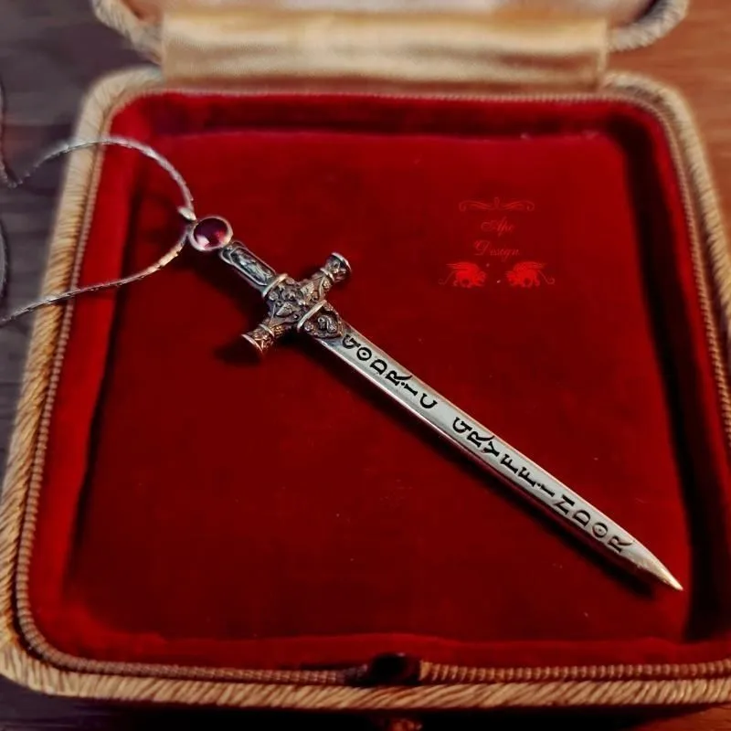 Gryffindor Sword Artificial Redstone Copper Pendant Necklace