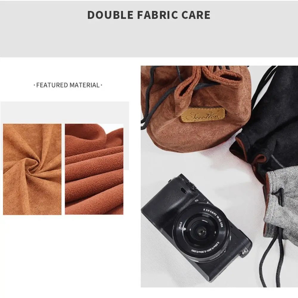 Soft Camera Storage Bag Dustproof Polar Fleece Lining Lens Protective Case Handbag Waterproof Photography Protective Bag