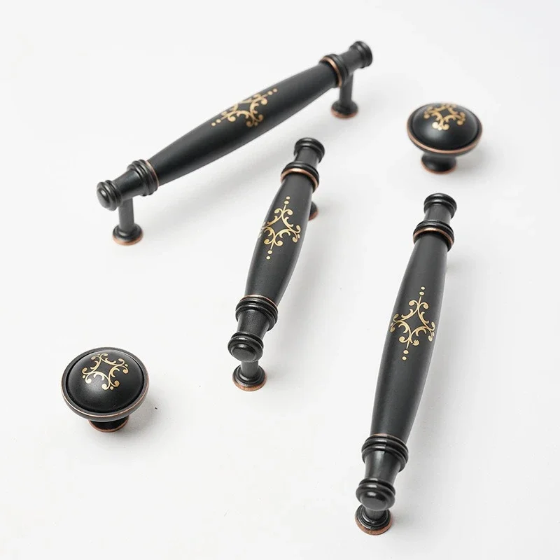1/2/4pcs Black premium handle Ceramic Knobs Drawer Pulls  Cupboard Wardrobe Pulls Handles for Kids Home Kitchen Furniture Knobs