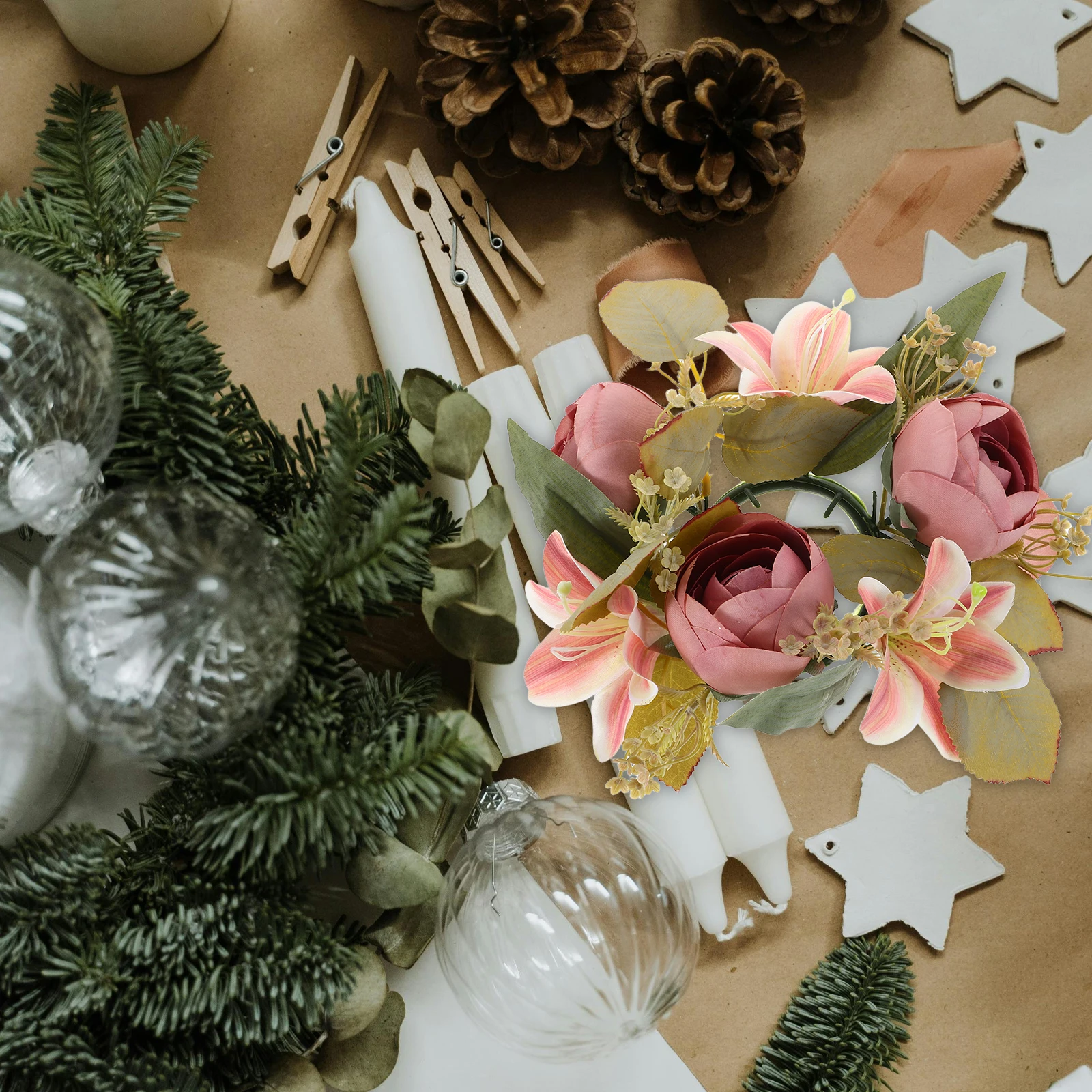 

Wreath Artificial Floral Ring For Wedding Home Table Decor Valentine Centerpiece Arrangements Party