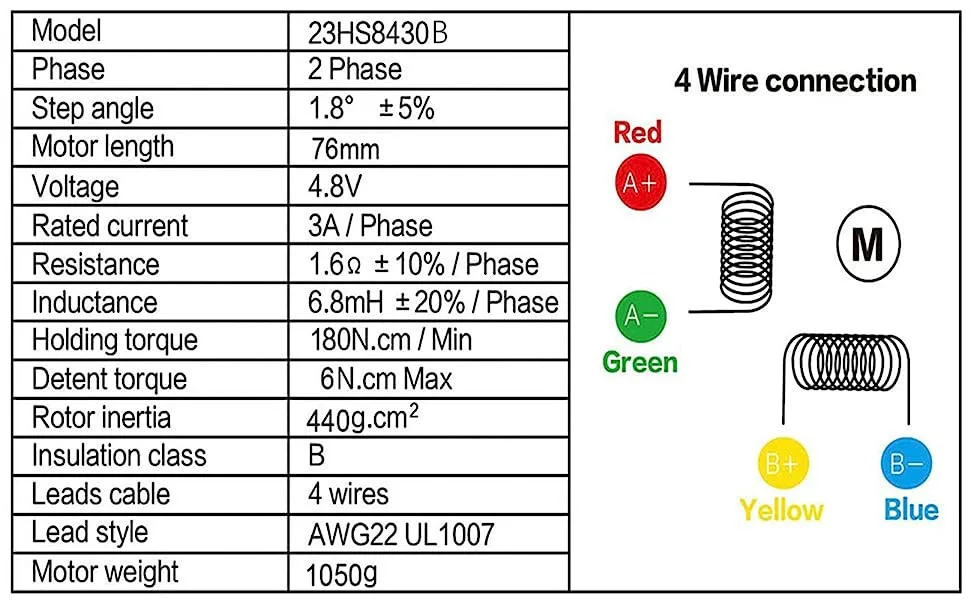 Motore passo-passo Nema23 57 a doppio albero Motore passo-passo 23HS8430B 76mm 270Oz-in 3A 23HS8430 per macchina router CNC con stampa 3D