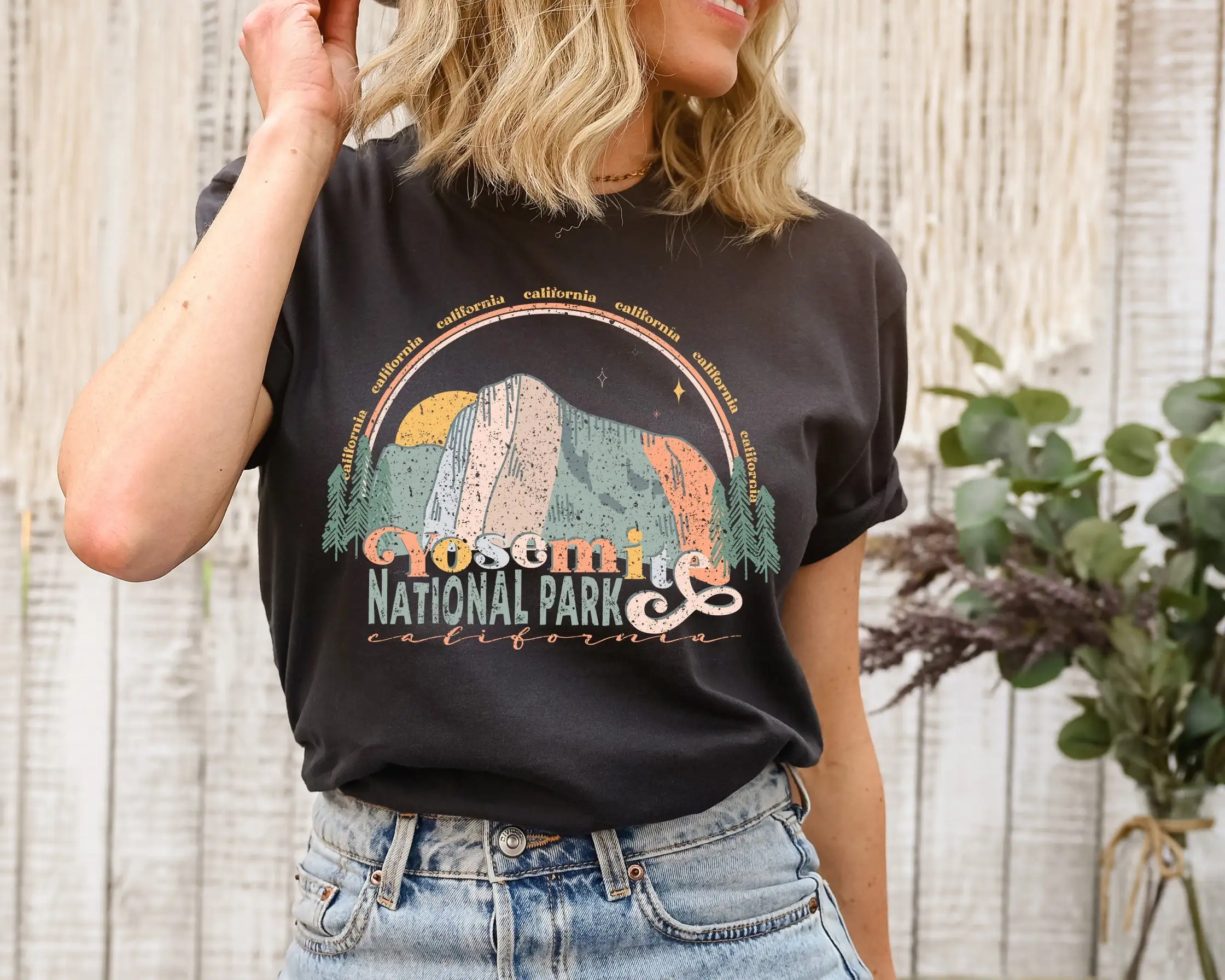 Yosemite National Park T Shirt California Hiking Outdoor Camping Nature Oversized Vintage