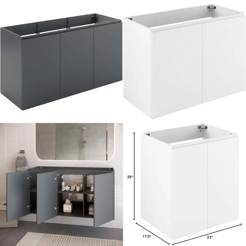 

gray 48-inch mounted vanity set for bathroom with modern style