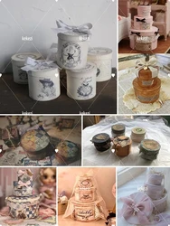 1:6 Mini Vintage Hat Box French Top Hat Box Storage Box Gift Box Miniature Doll House Decorative Accessories Kawaii Decor