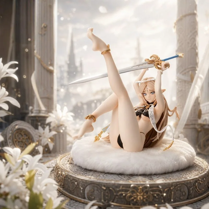 Anime Wuthering Waves Kantiya Figurine Elf Girl With Sword Bikini Outfit Pvc Action Figure Desktop Decor Collection Toy Gift