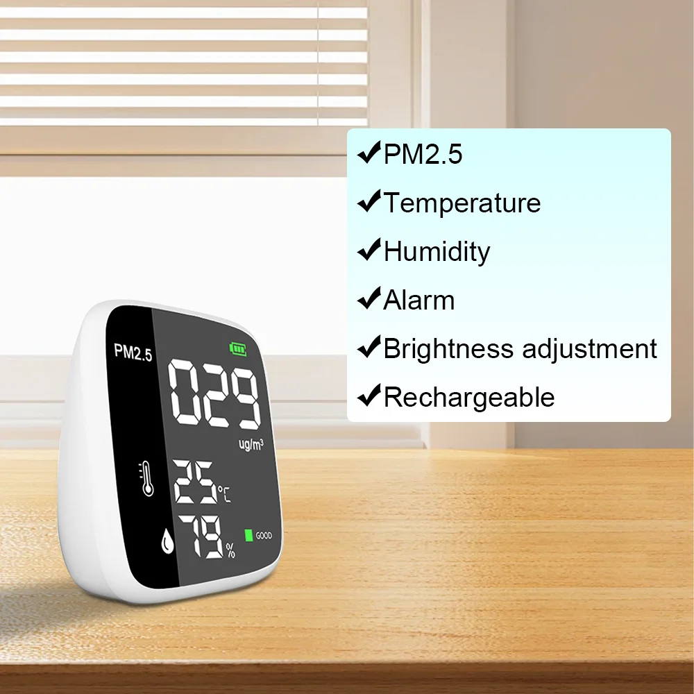 DM1308E Mini PM2.5 Monitor Sensor Type Laser Scattering Rechargeable Lithium Battery PM2.5(0-999 ug/M³)