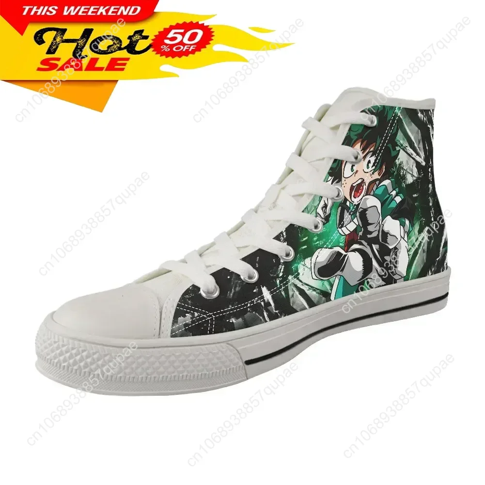 My Hero Academia Printing Vulcanized Shoes Men Canvas High Top Flats Shoes Anime みどりや いずく Students Boys Casual Shoes