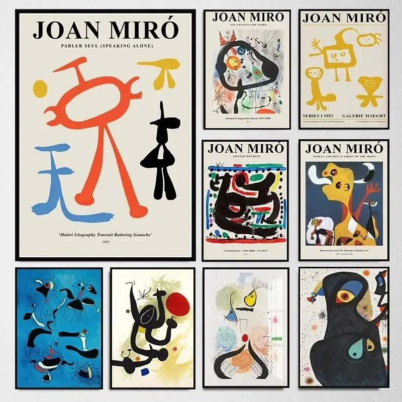 Vintage abstrakte Ausstellungsserie Joan Miro Wandkunst, HD-Leinwanddruck-Poster, Zuhause, Wohnzimmer, Kinderzimmer, dekorative Malerei