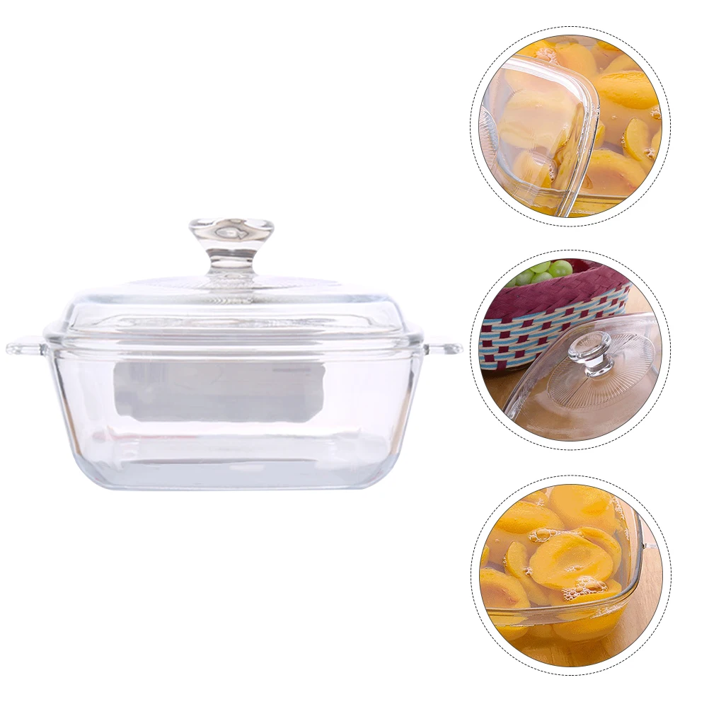 

Tempered Glass Bowl Heat Resistant Microwave Safe Dishwasher Food Storage Bowl Lid Practical Kitchen Tableware