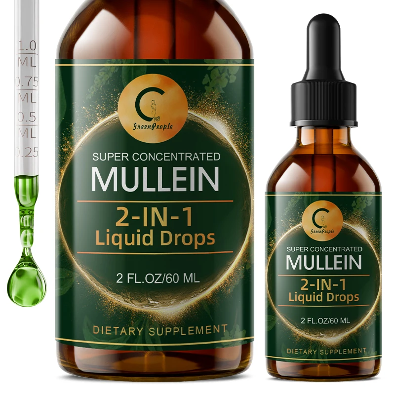 Mullein Drops for Lungs - Mullein Leaf Extract for Lung Detox & Cleanse, Support for Respiratory, Immune, Digestive System