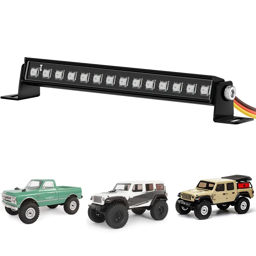 

GLOBACT RC Light Bar 8 Light Modes Roof Lamp 56mm for 1/24 AXIAL SCX24 C10 JLU Gladiator Deadbolt Upgrade Parts