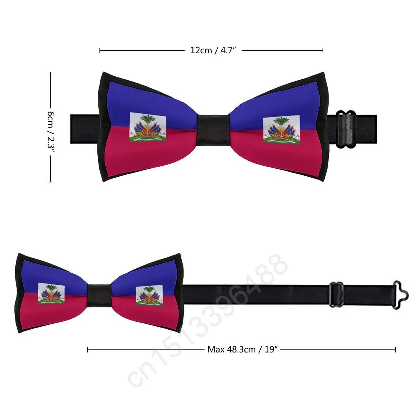 Pajarita de poliéster con bandera de Haiti para hombre, corbatas informales a la moda, ropa de cuello para trajes de fiesta de boda, novedad