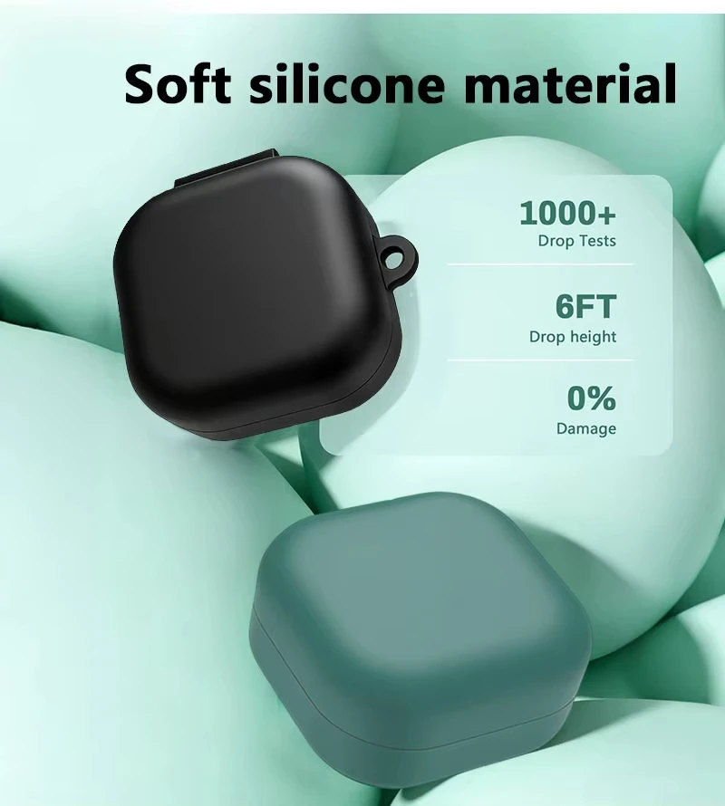 For Samsung Galaxy Buds 4/4Pro Protective Case with Hook Solid Color Silicone Anti Scratch Headphones Shell Cover Accessories