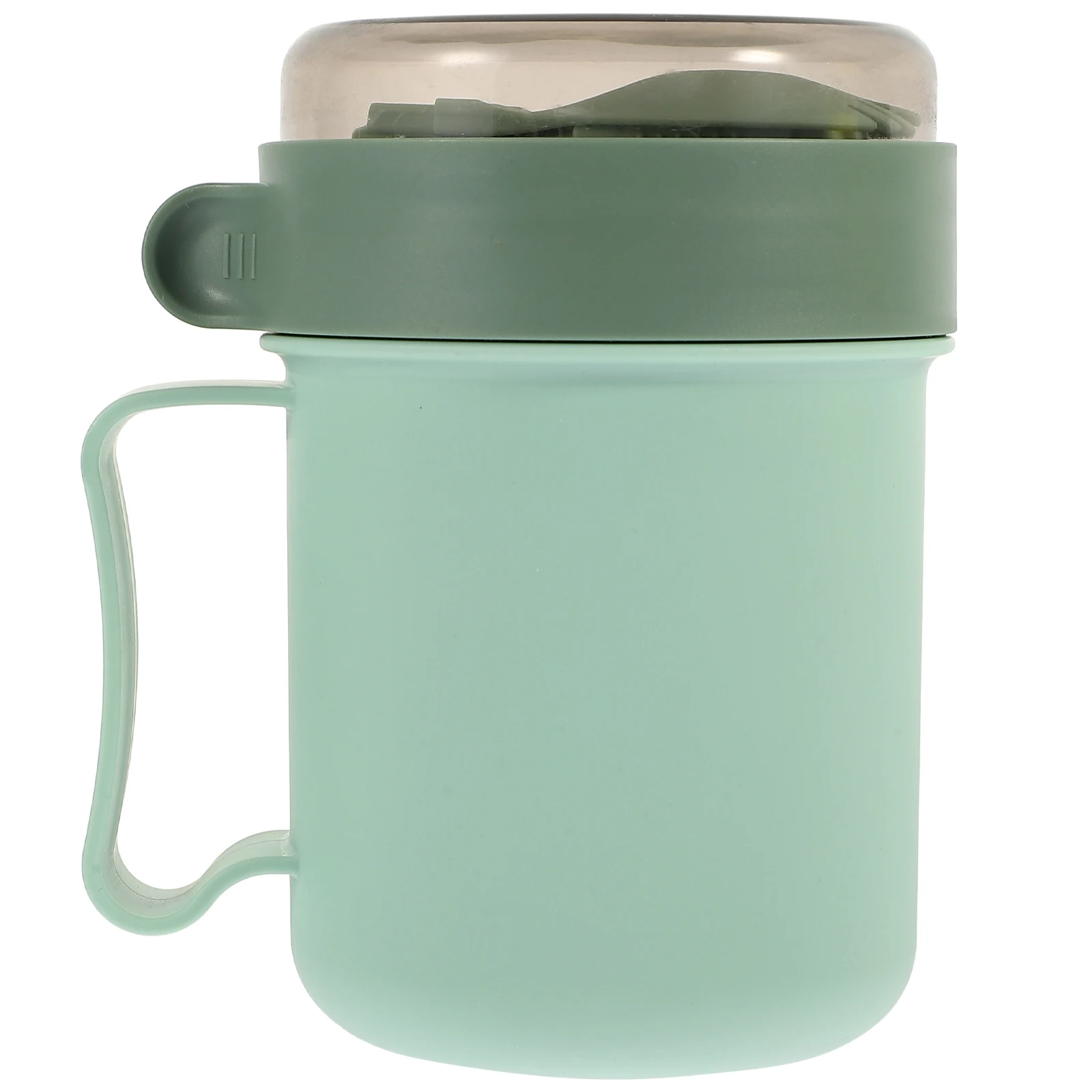 

Portable Breakfast Cup 500ml Soup Mug PP Microwavable Bowl Lid Spoon Travel Cereal Drink Container Home Office Non Slip Handle