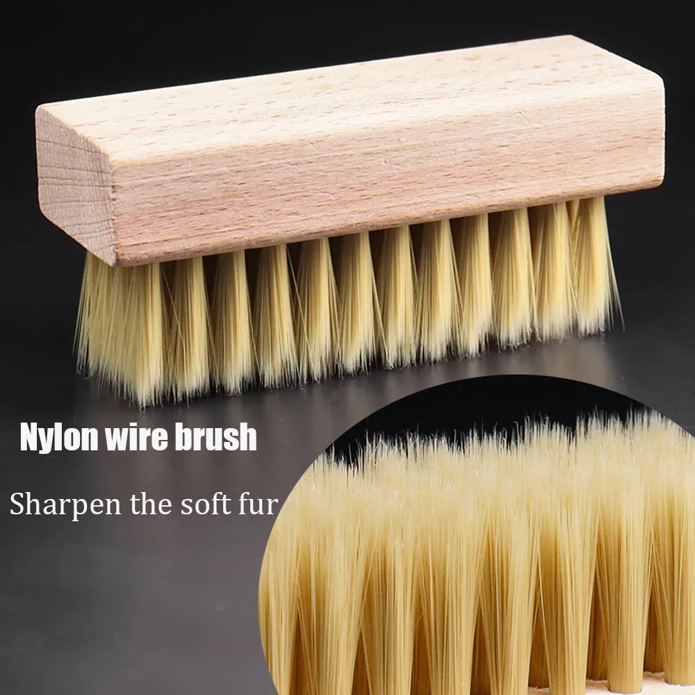 Solid wood soft bristle brush, horsehair shoe brush, shoe cleaning brush, nylon wire brush, pig hair plastic wire brush