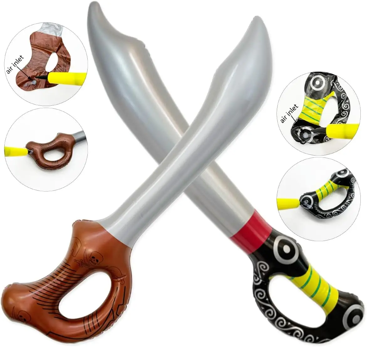 Cuchillos inflables de pirata, espadas, juego de armas inflables para fiesta de cumpleaños, Halloween, Cosplay, accesorios de escenario, juguete de agua para piscina de verano