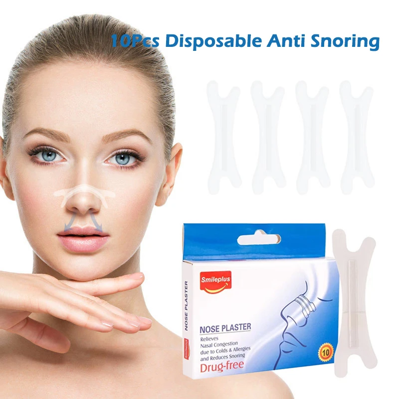 10Pcs Disposable Anti Snoring Nasal Strip Relief Stuffy Ventilation Nose Patches