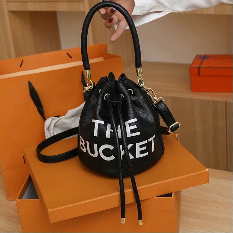 

Luxury Designer Handbags for Women 2025 New Letter Bucket Bag Fashion Pu Leather Shoulder Bag Woman High Quality Crossbody Bag