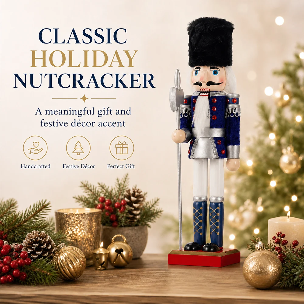 1PC 30cm Weihnachten Nussknacker Ornament Soldat Figur Handwerk Puppe Spielzeug Home Office Tisch Weihnachten Dekoration Statuen Geschenk