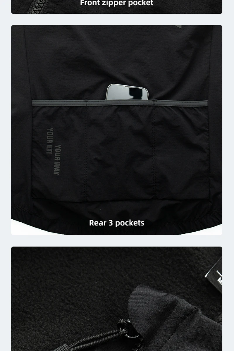 YKYW Fahrradweste Winter Wasserdicht Fleece-Gefüttert Rückseitiger Anti-Rutsch-Greifer Thermisch Winddicht Feuchtigkeitsableitend 4 Taschen 7 Farben – Detail 14