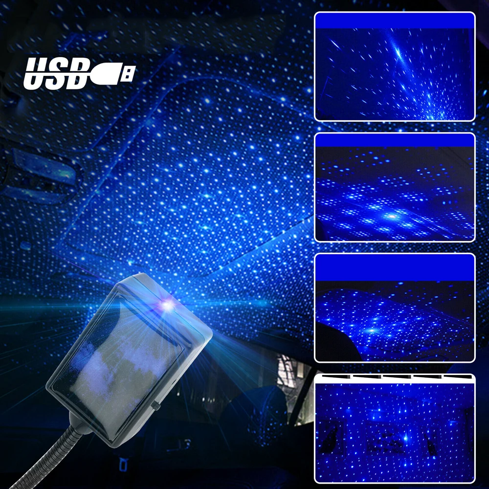 

1Pc LED Lights 10.4inch USB Car Auto Interior Roof Atmosphere Sky Starrry Lamp LED Projector Star Night Light Car Universal