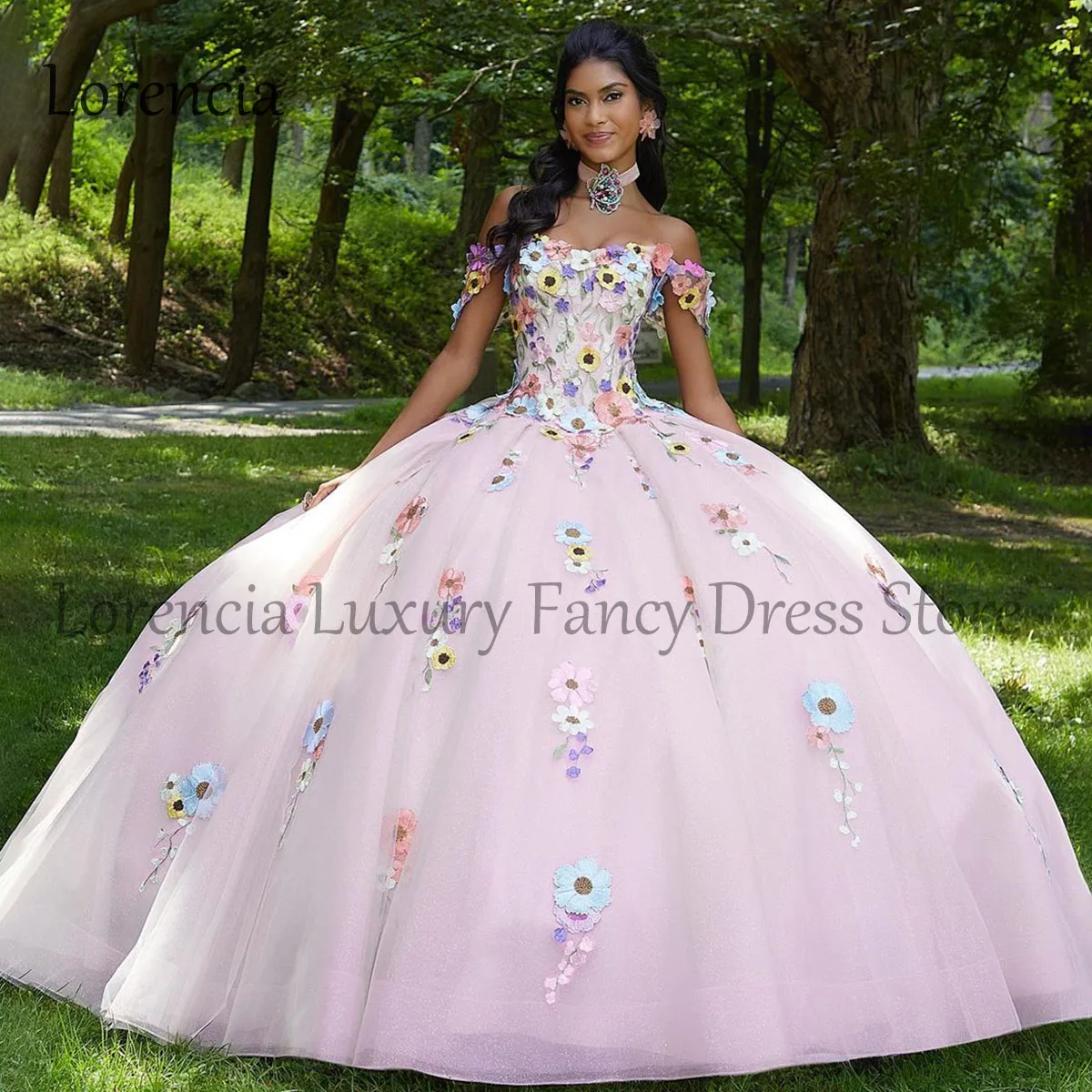 

2024 Mexican Princess Off The Shoulder Quinceanera Dress Ball Gown 3D Floral Applique Beads Sweet 15 16 Formal Vestidos De Años