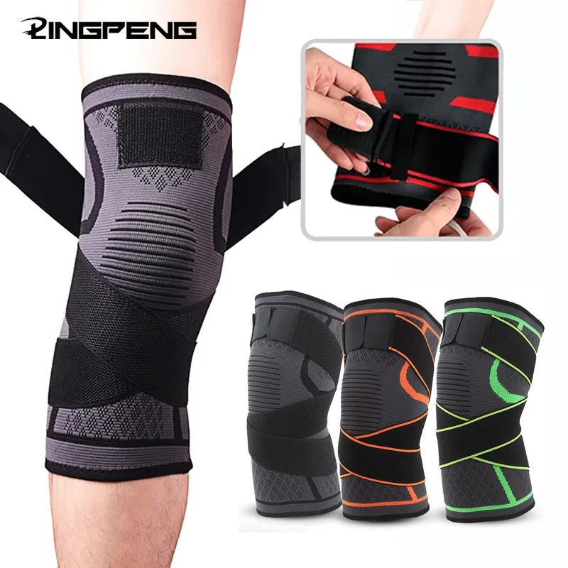 Image of 1 Stück Kniestützen mit Riemen für Knie, Knie-Kompressionsmanschettenunterstützung für Männer und Frauen, Training, Basketball, Fußball