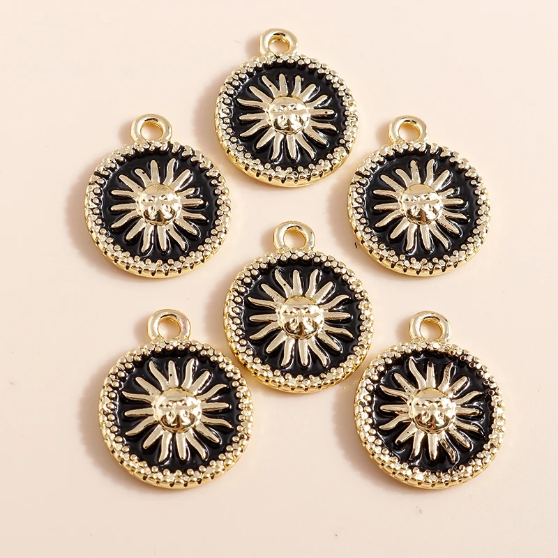8 Stück zweifarbige Emaille-Sonnen-Mond-Charms für baumelnde Ohrringe, Armbänder, Halsketten, Schmuckherstellung, Zubehör, handgefertigter DIY-Schmuck – Detail 12