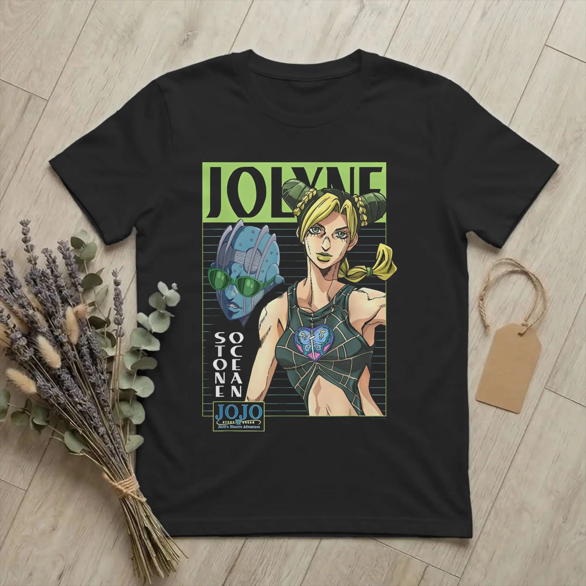 Jolyne & Stone Ocean Anime T-Shirt for Men Joestar Family Bizarre Adventure Funny 100% Cotton Tee Shirt Round Collar T Shirt