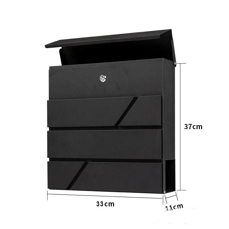 Modern Metal Mailbox with Lock, Rainproof Postbox, Letterbox with Lock
