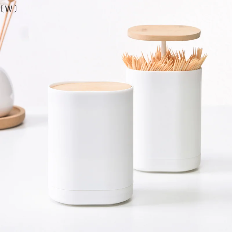 

〔W〕Automatic Pops Up Toothpick Box Cotton Bud Storage Case Organizer Toothpick Holder Dispenser Container For Hotel Room