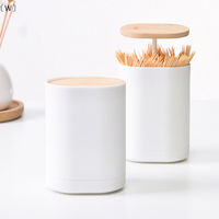 〔W〕Automatic Pops Up Toothpick Box Cotton Bud Storage Case Organizer Toothpick Holder Dispenser Container For Hotel Room