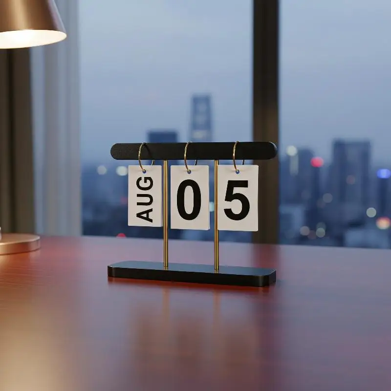Reusable Flip Desk Calendar 1Pc English Numeral Display Stand Desktop Ornament for Office Home Daily Planning 1pcs