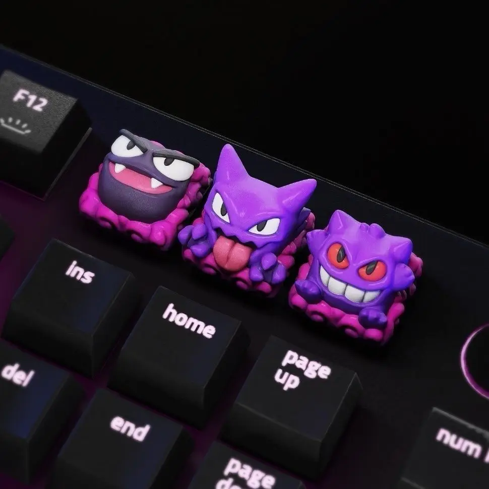 Pokemon Keycaps Gastly Haunter Gengar 3D Printed Custom Mechanical Keyboard Keycaps for Gaming Desk Setup