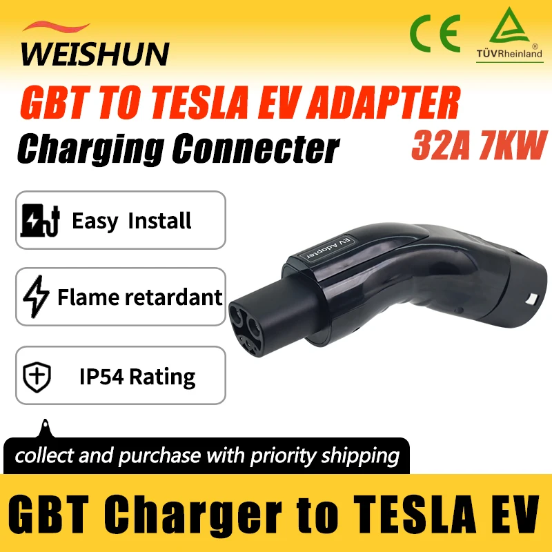 

Адаптер GBT к TESLA EV, разъем зарядного устройства для электромобиля для зарядного устройства 16A/32A GBT к адаптеру для электромобиля TESLA