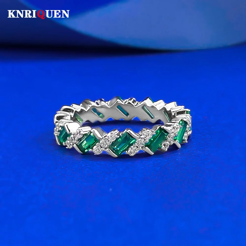 

Retro 100% 925 Sterling Silver Emerald High Carbon Diamond Ring for Women Gemstone Wedding Band Cocktail Party Fine Jewelry Gift