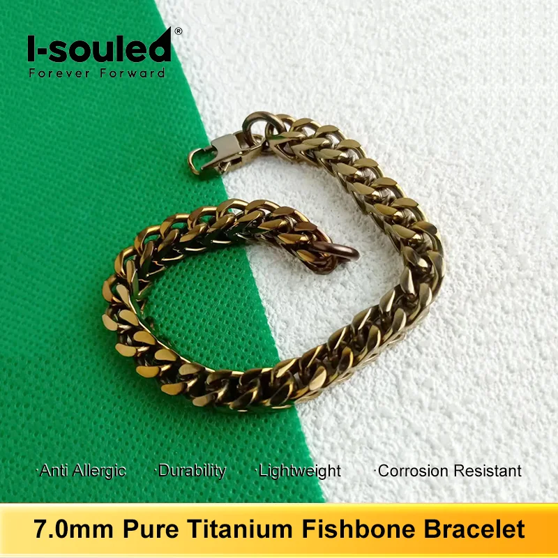 Sunset Copper Pure Titanium Front and Back Chain 7.0mm Men's and Women's Cool Wind Stacked Bracelet