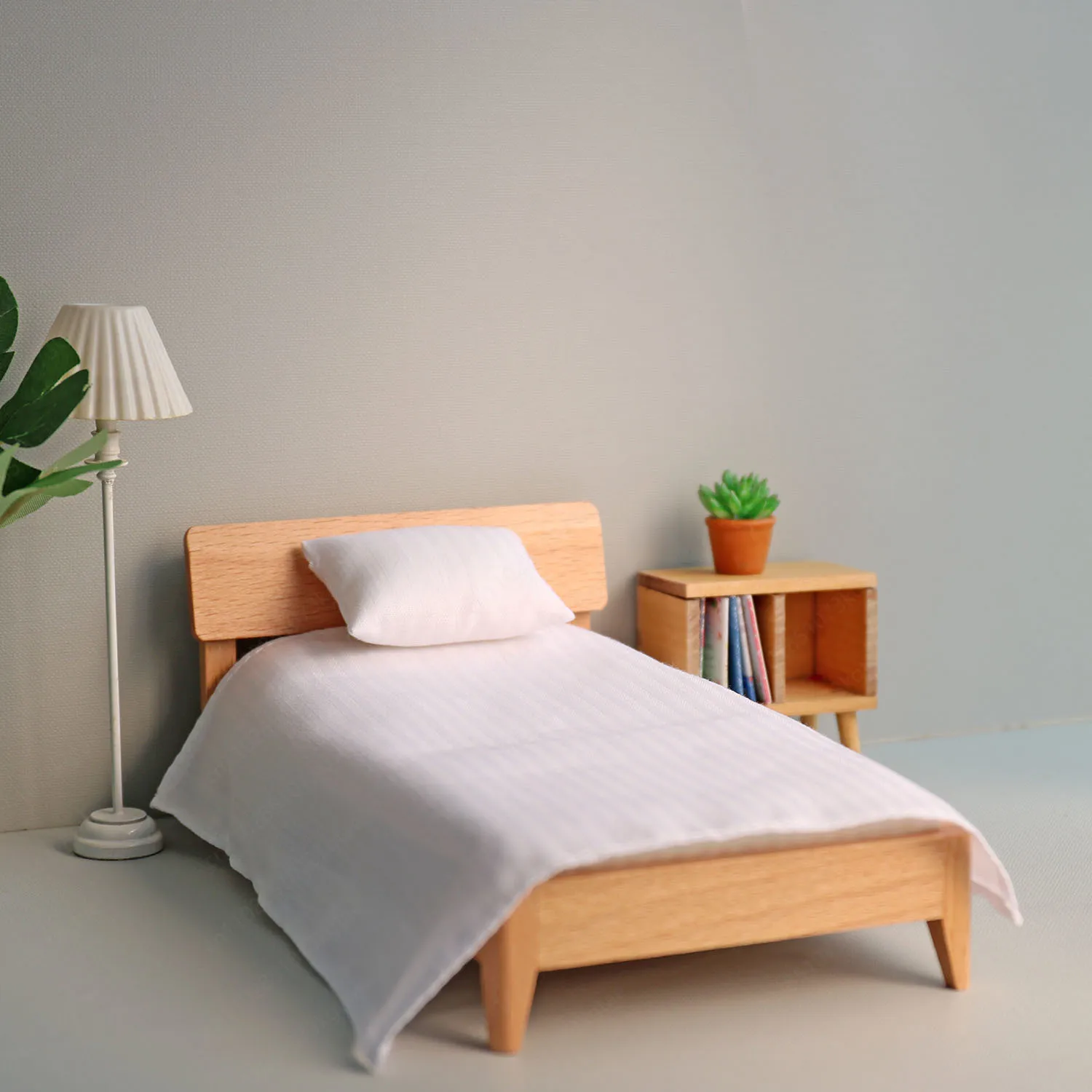 

1/12 модель кукольного домика, модель мебели, сцена спальни, мини-деревянная односпальная кровать