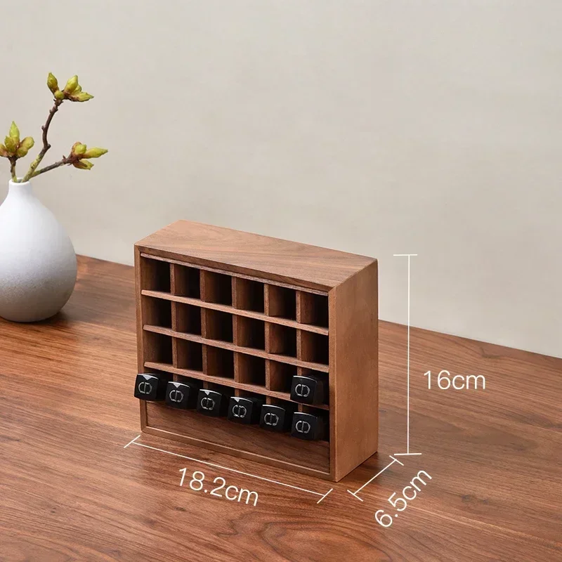 Organizador de maquiagem de nogueira preta de luxo, suporte de batom de grande capacidade, vitrine de brilho labial, caixa de armazenamento de cosméticos de alta qualidade