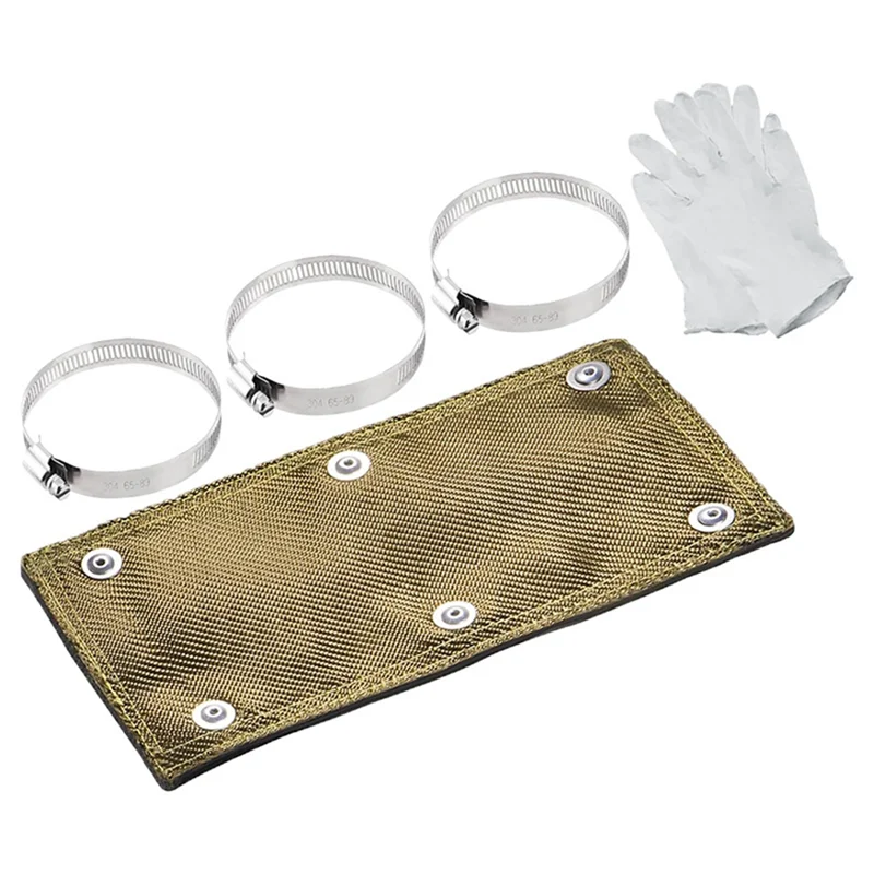 

A77Q — защита от тепла до 1350. ° Титановый щиток для труб F 6 x 12 дюймов, теплозащитный экран для выхлопных газов с перчатками и зажимами из нержавеющей стали