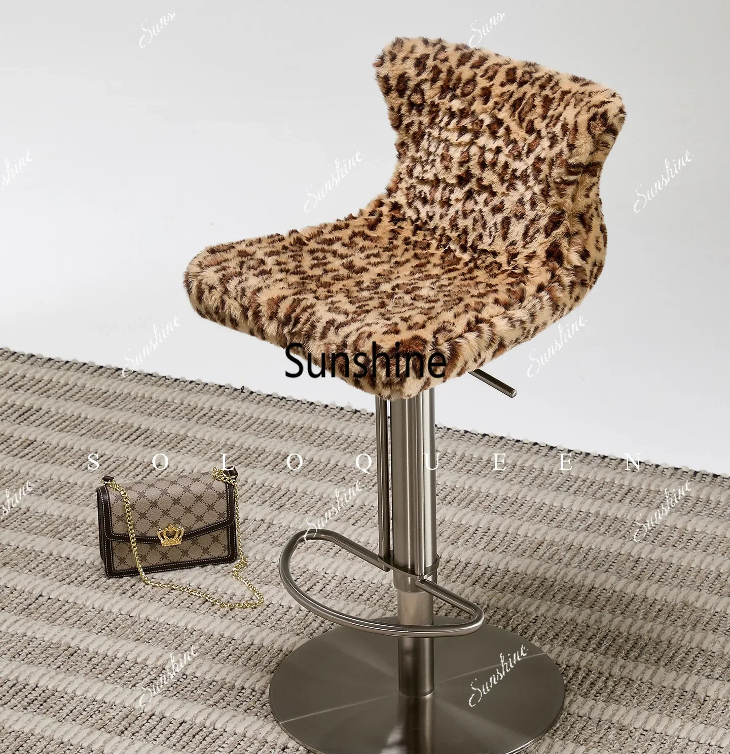 Rotating lift bar chair Island high chair Leopard print